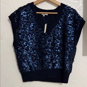 Madewell Navy Sequin Vest